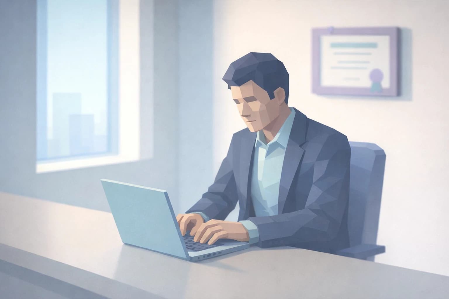Illustration : une dirigeante de PME face à un e-mail suspect, avec en arrière-plan un disque de sauvegarde débranché